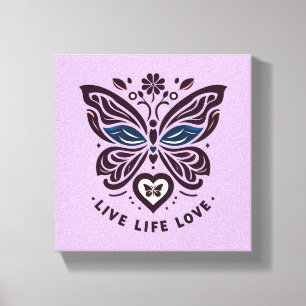 Live Life Kärlek Butterfly Canvas Wall Art