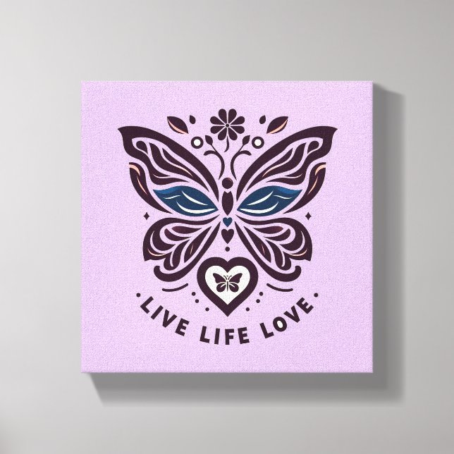 Live Life Kärlek Butterfly Canvas Wall Art (Framsida)