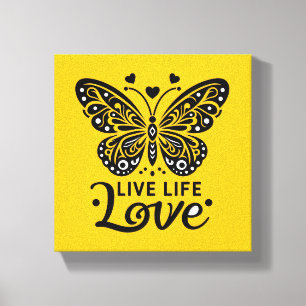 Live Life Kärlek Butterfly Canvas Wall Art