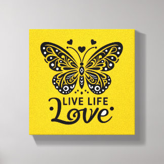 Live Life Kärlek Butterfly Canvas Wall Art