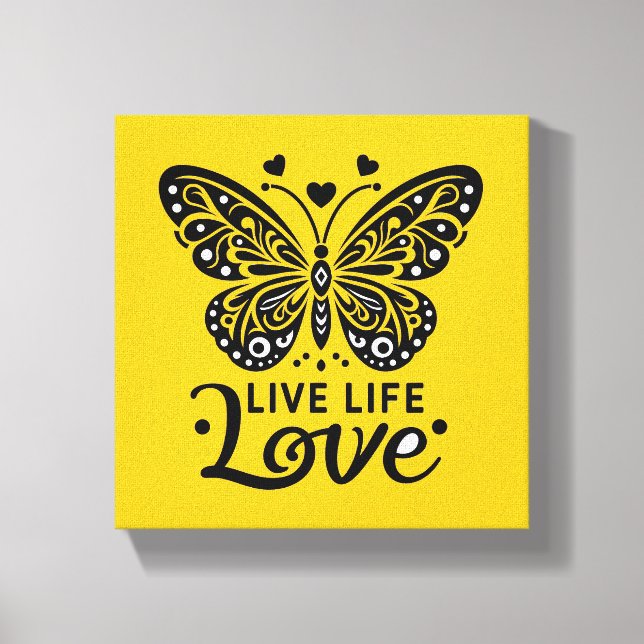 Live Life Kärlek Butterfly Canvas Wall Art (Framsida)