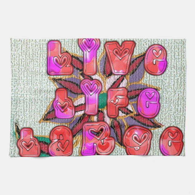 "Live Life Large" Art-utskrift Kökshandduk (Horisontell)