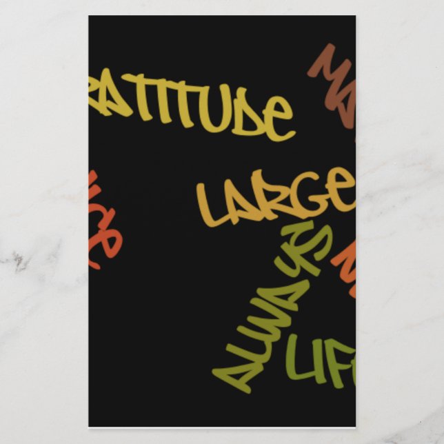 Live Life Large Ord Art-utskrift Brevpapper (Framsida)