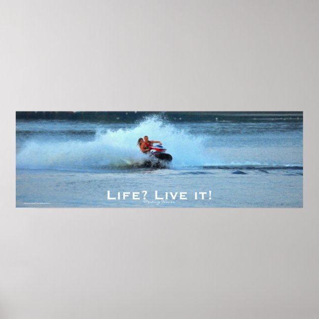 Live Life Motivational Jet-ski Summer Sports Art Poster (Framsidan)