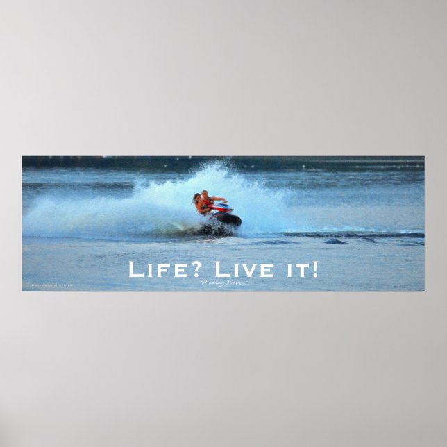 Live Life Motivational Jet-ski Summer Sports Art Poster (Framsidan)