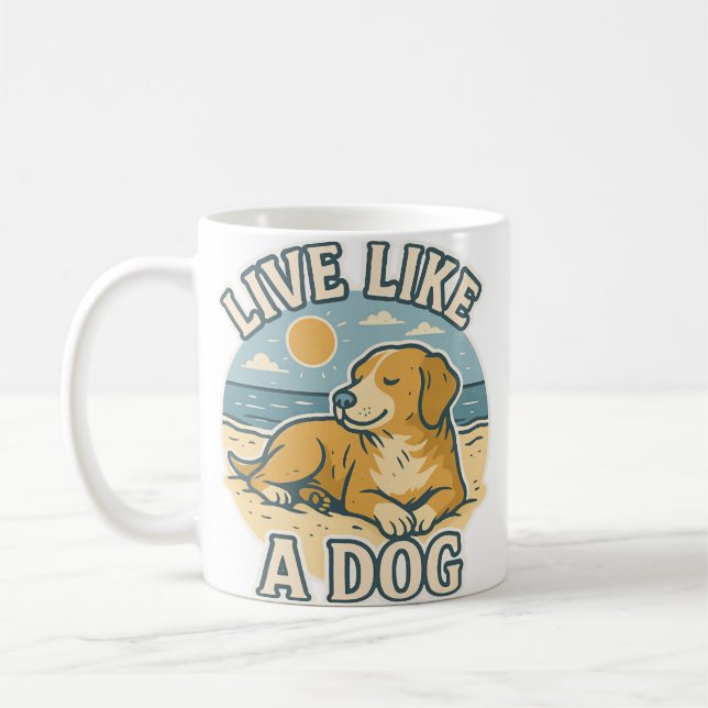 Live Like a Dog Beach Kaffemugg (Vänster)