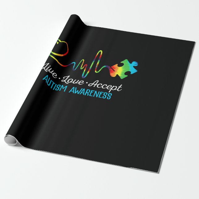 Live Love Accept Autism Awareness Presentpapper (Utrullad)