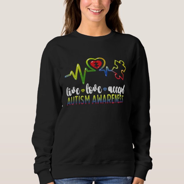 Live Love Accept Autism Awareness T Shirt (Framsida)