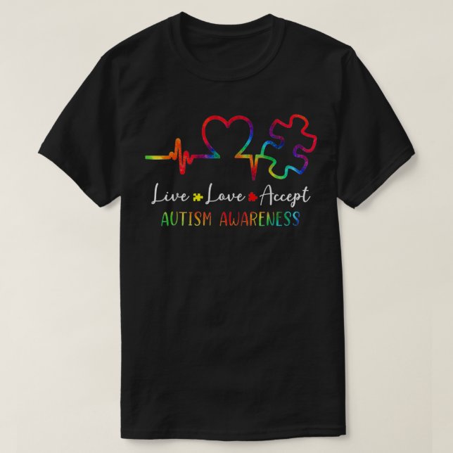 Live Love Accept Autism Awareness  T Shirt (Design framsida)