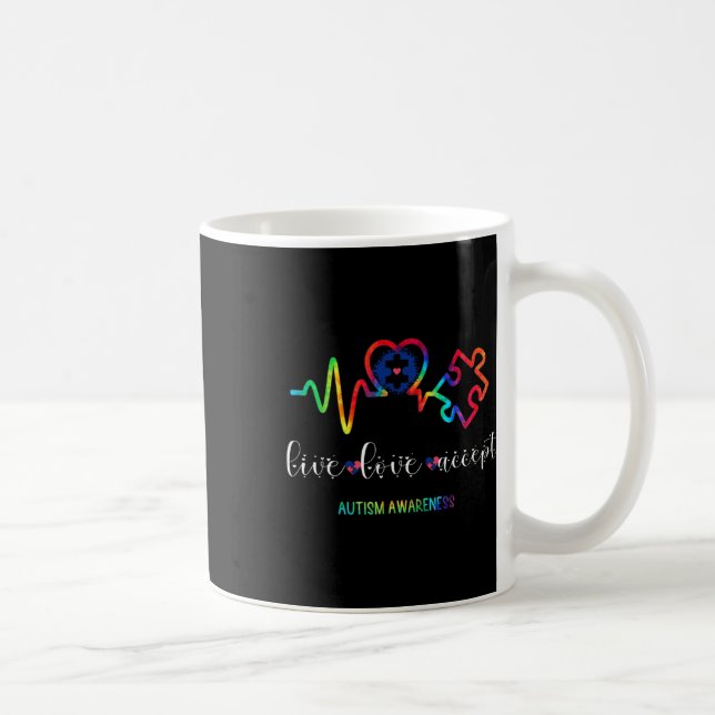 Live Love Accept Autismmedvetenhet 1  Kaffemugg (Höger)