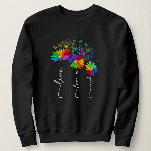 Live Love Accept Flower Butterfly Autism T Shirt (Design framsida)