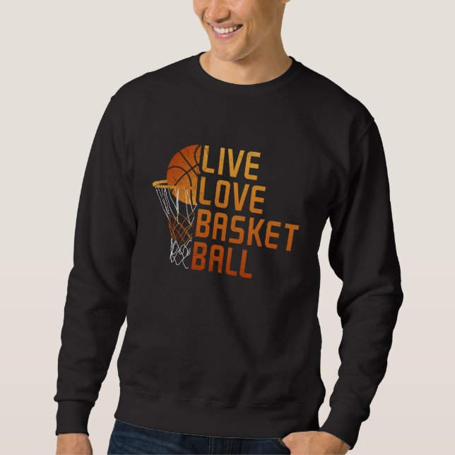 Live Love Basketball Graphic Lång Ärmad Tröja (Framsida)