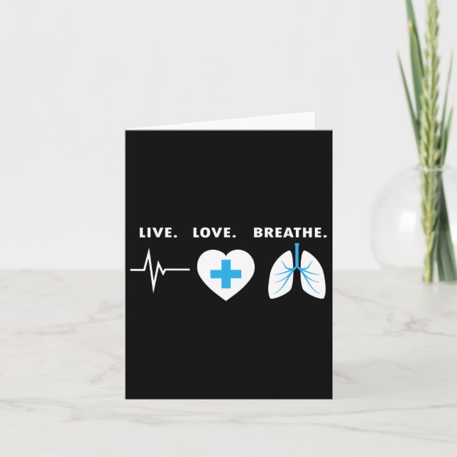 Live Love Breathe - Respirator Terapetiker Present Kort (Framsida)