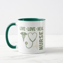 Live Love Heal Nurse Caduceus Stethoscope ECG Mug Mugg