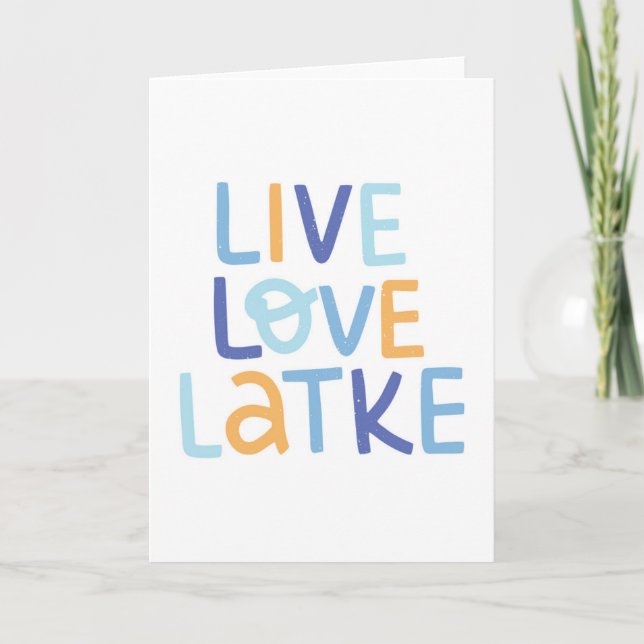 Live Love Latke Hanukkah-design Kort (Framsida)