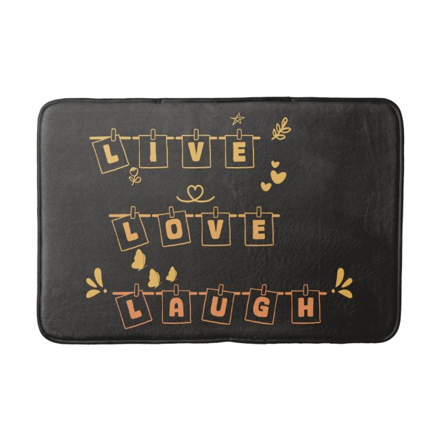 Live Love Laugh Söt Notedry Baddruk Badrumsmatta (Framsidan)