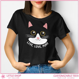 Live Love Purr Womens Cat Lover T Shirt