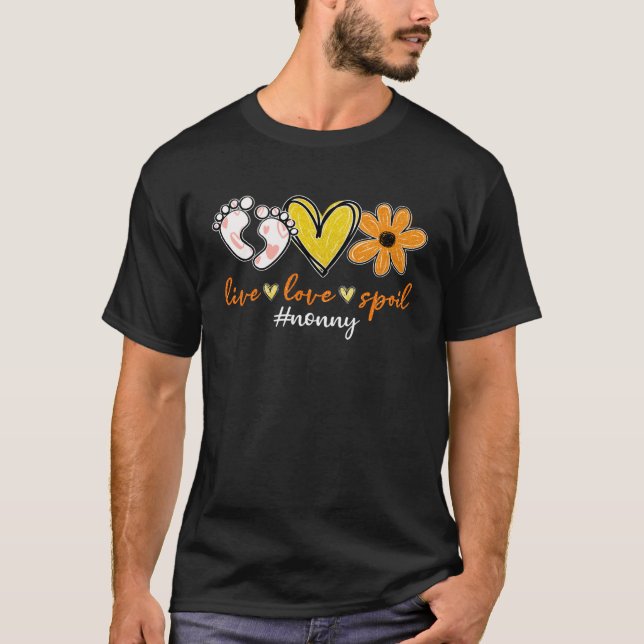 Live Love Spoiled Nonny Footprints Heart Flower Mo T Shirt (Framsida)
