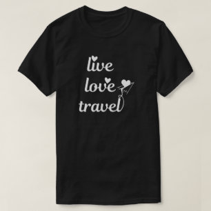 Live Love Travel Typografi, Pappersflygplan,Enkelt T Shirt