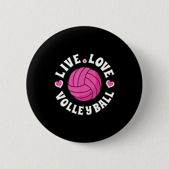 Live Love Volleyball For Women Girls Volleyball Fa Knapp (Framsida)