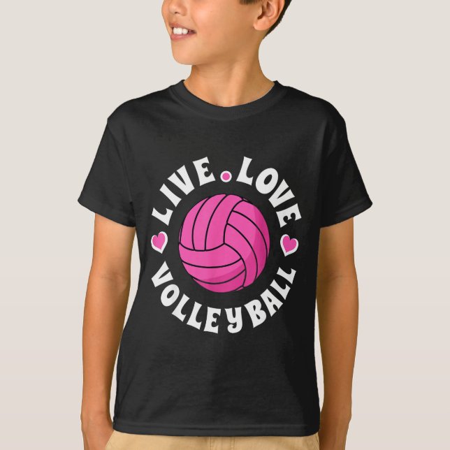 Live Love Volleyball For Women Girls Volleyball Fa T Shirt (Framsida)