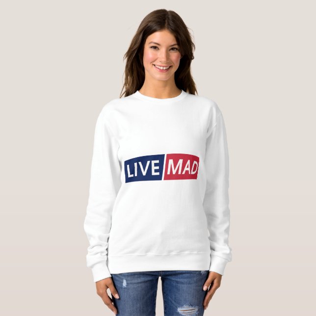 LIVE MAD – Bold Minimal Modern Typography Design T Shirt (Hel framsida)