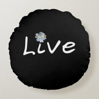 Live Minimalist Modern Black and White Rund Kudde