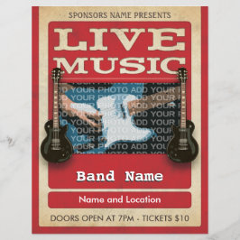 Live Music Band Photo Red Reklamblad