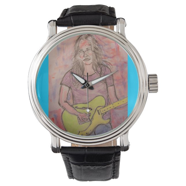 Live Music Girl Sketch Armbandsur (Framsida)