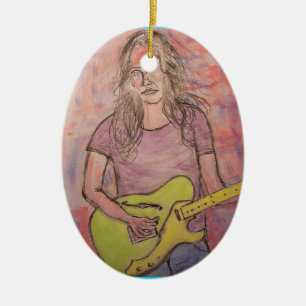 Live Music Girl Sketch Julgransprydnad Keramik