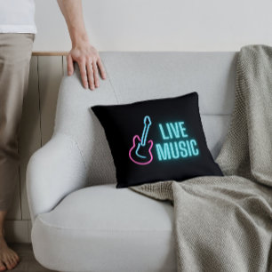 Live Music Neon Guitar Kudde