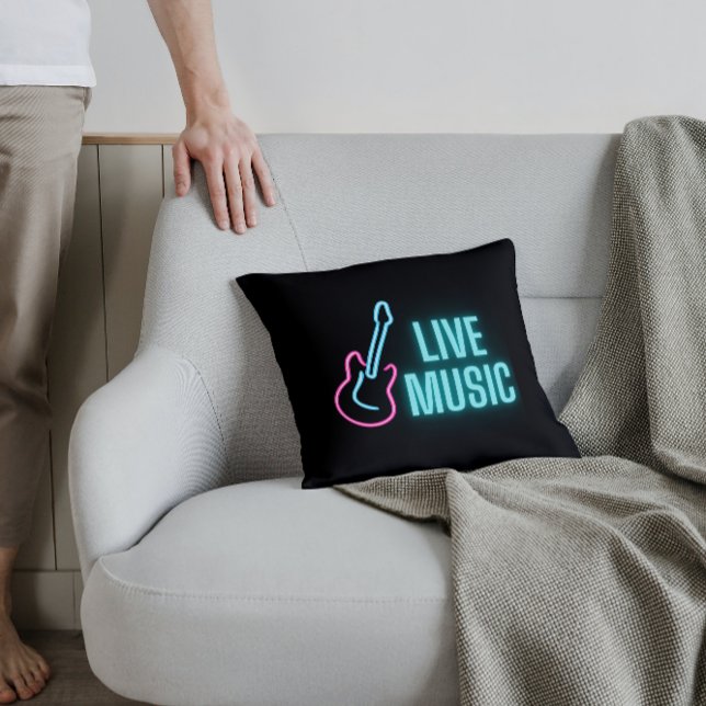 Live Music Neon Guitar Kudde (Skapare uppladdad)