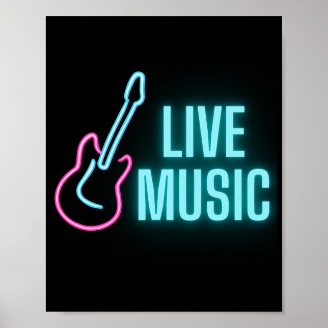 Live Music Neon Guitar Poster (Framsidan)