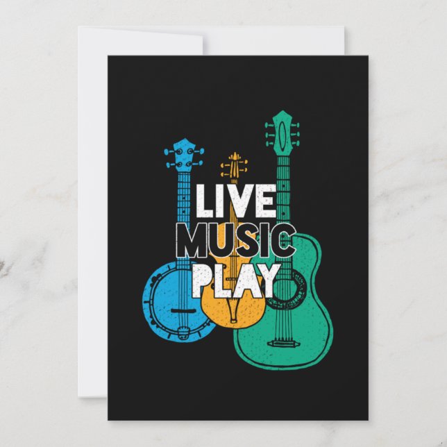 Live Music Play Land Music Banjo Mandolin Gift Inbjudningar (Framsida)