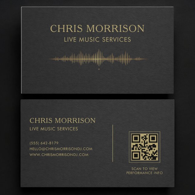 Live Music Services Black Gold QR-kod Visitkort (Skapare uppladdad)