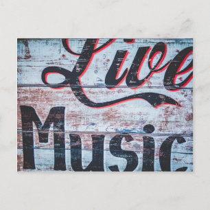 Live Music Sign Vykort