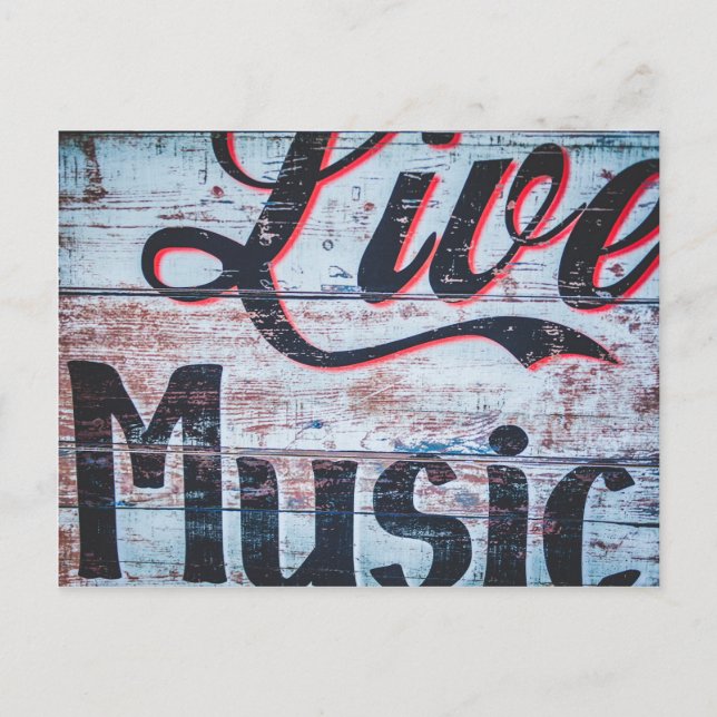 Live Music Sign Vykort (Framsida)