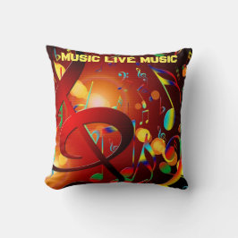 Live Music Slogan Colorful Kudde