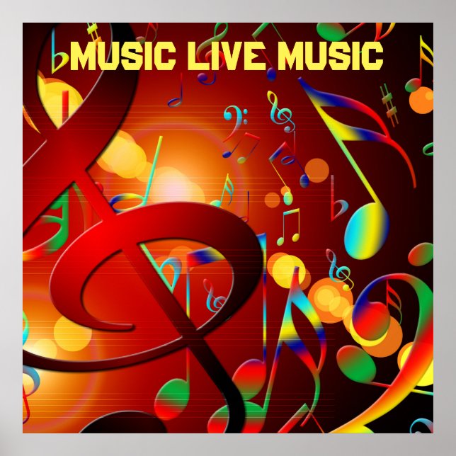 Live Music Slogan Colorful Poster (Framsidan)