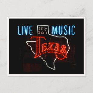 Live Music Texas Neon Skylte Foto Vykort