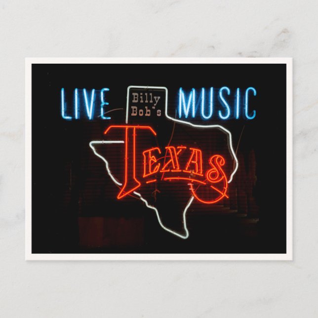 Live Music Texas Neon Skylte Foto Vykort (Framsida)