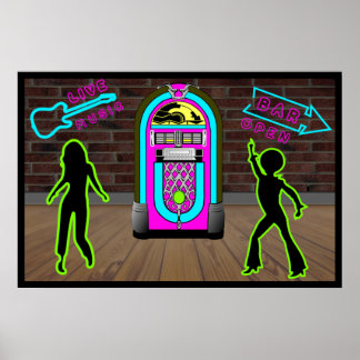 live-musik i pub med jukebox poster
