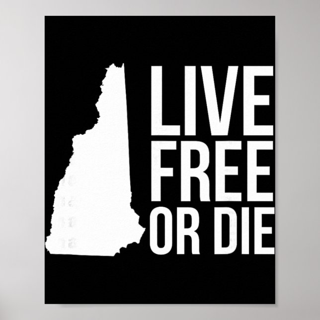 Live Or Die Nh Motto New Hampshire Map  Poster (Framsidan)