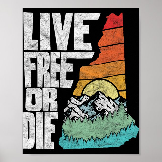 Live Or Die Retro New Hampshire Nature  Poster (Framsidan)