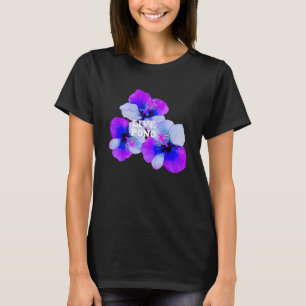Live Pono Hawaiiansk Hibiskus Lila Blå Blommig T Shirt