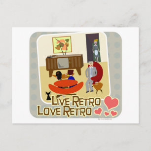 Live Retro Kärlek Retro Slogan Vykort