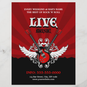 Live Rock musik-konsert/Party-flygare Reklamblad