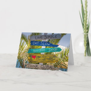 Live Simple Inspirational Motivational Beach Signs Kort