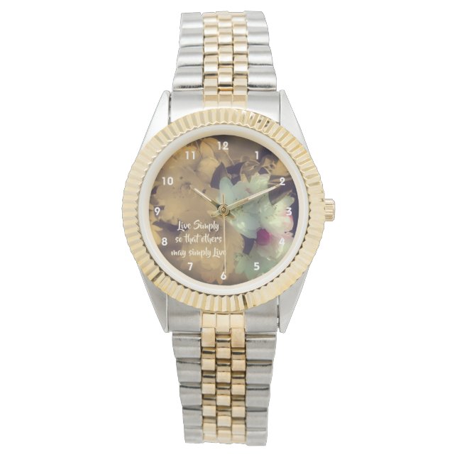 Live Simply Blossoms Inspirational Words   Armbandsur (Framsida)