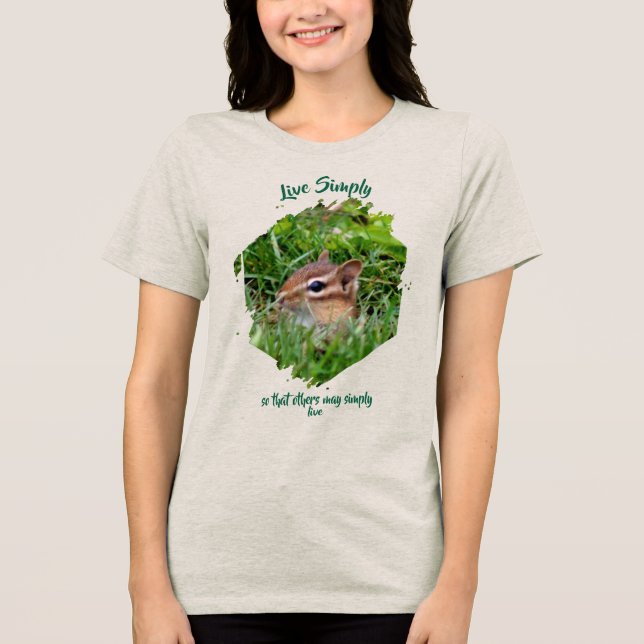 Live Simply Inspirational Words Chipmunk T Shirt (Framsida)